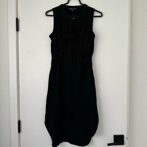 Anthropologie Gypsy 05 | Lace Gauze High-Low Midi Black Dress Size XXSP
